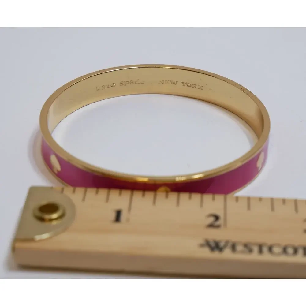 Kate Spade New York Enamel Pink Gold Bangle Ace of Spades Bracelet with Dust Bag - Picture 3 of 3